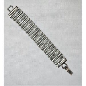 Vintage Silver Tone‎ Clear 8 STRAND Rhinestone Bracelet - GLAMOUROUS!